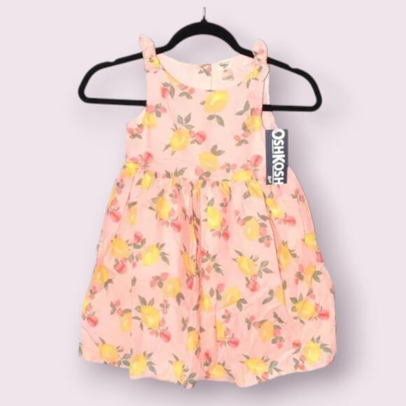 NWT Oshkosh B'gosh Spring Dress Lemons Sleeveless Pink Yellow Green - Picture 1 of 6